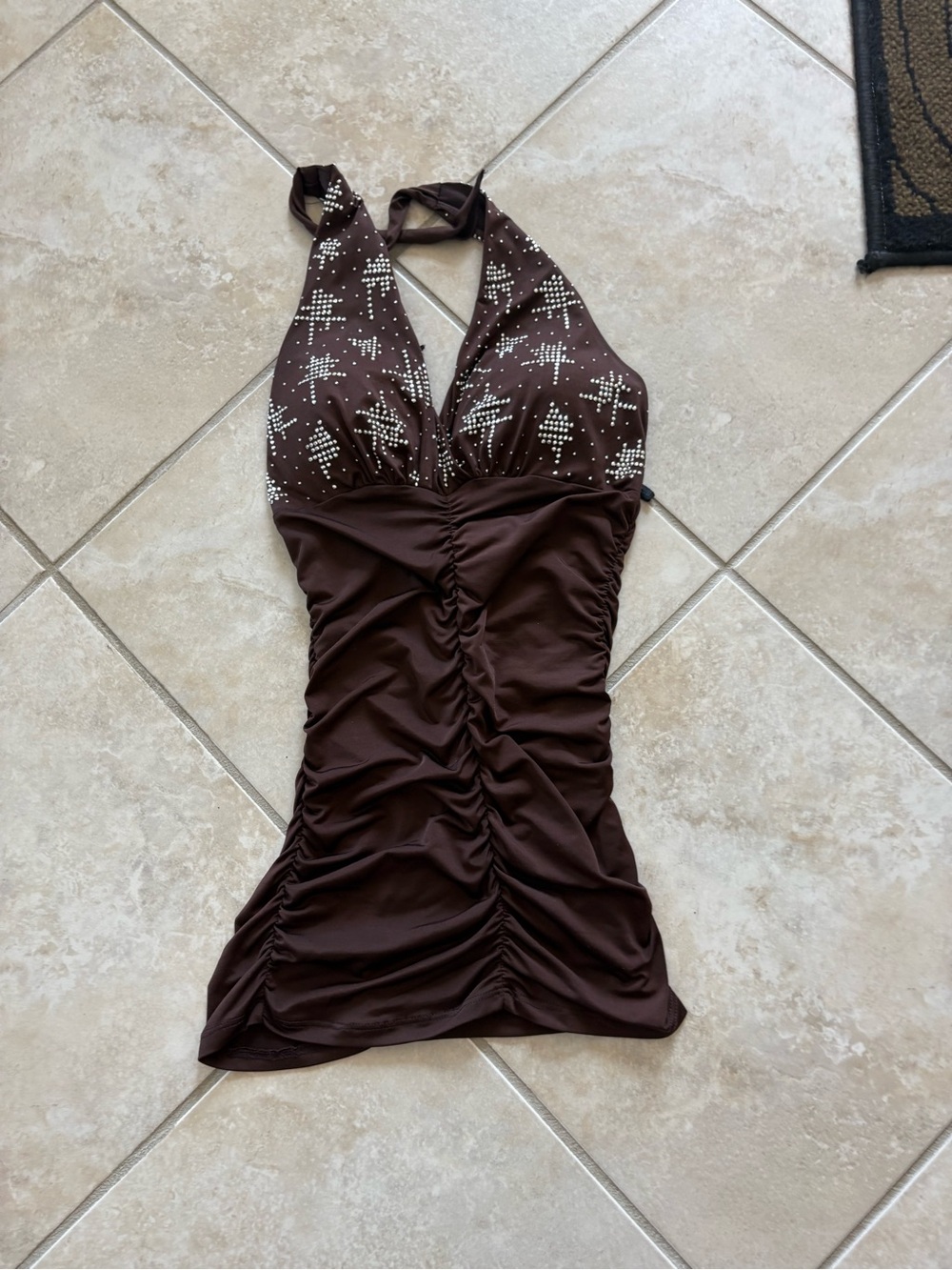 🤎 Brown Rhinestone Halter Top 🤎